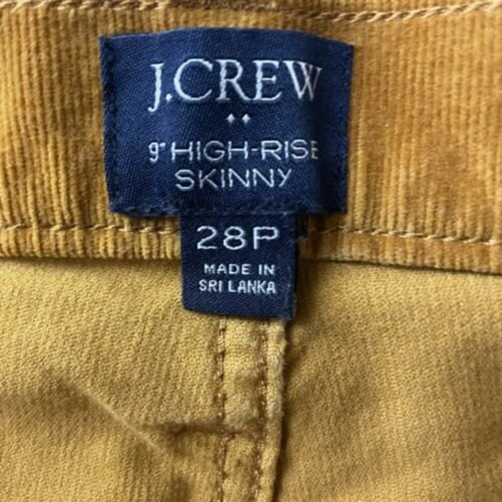 J.Crew 9” High Rise Skinny Corduroy High Rise  Jeans Mustard Yellow SZ-28 Petite - Picture 6 of 8